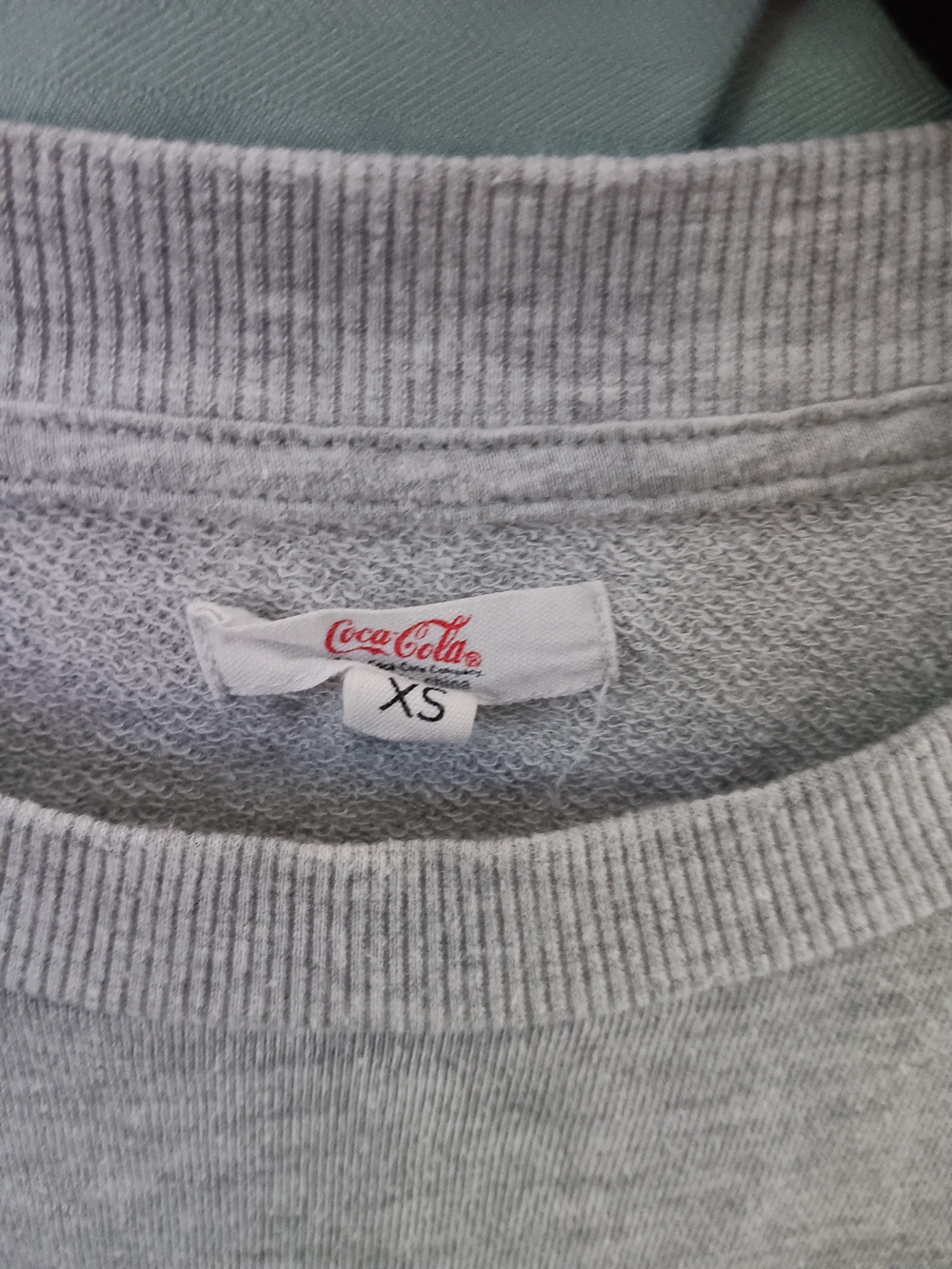 Coca Cola Men’s Light Gray Crew Neck Sweatshirt with Red Logo Tag